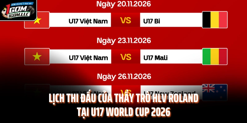 Lịch thi đấu của thầy trò HLV Roland tại U17 World Cup 2026